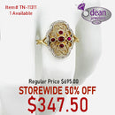 10k Solid Yellow Gold 6 Ruby .17 / Diamond Ring TN-10043