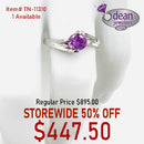 10k Solid White Gold 1 Pink Stone Ring TN-11310
