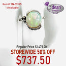 10k Solid White Gold 1 Opal/ 3 Diamond Ring TN-11355