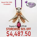 14k Solid Rose Gold / White Gold 1 Tourmaline/ 15 Diamond Pendant TN-10219