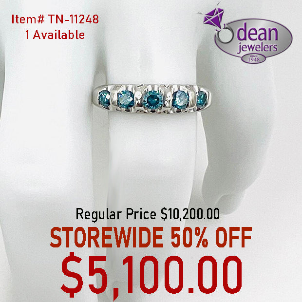 Platinum 5 Blue Diamonds/ Diamonds Ring TN-11248