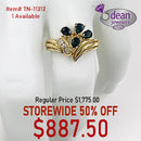 14k Solid Yellow Gold 4 Sapphire/ 3 Diamond Ring TN-11312