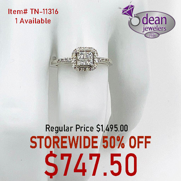 10k Solid White Gold Diamond Ring TN-11316