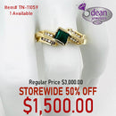 14k Solid Yellow Gold Green Tourmaline/ Diamond Ring  TN-11059