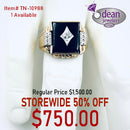 10k Solid Yellow Gold Onyx/Diamond Ring  TN-10988