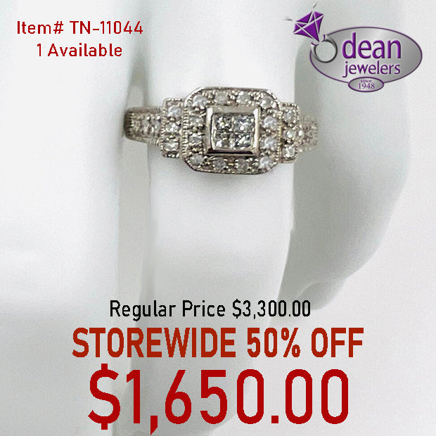 14k Solid White Gold Diamond Ring TN-11044