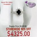 14 Solid White Gold 1 Blk. Sapphire / Diamond Ring TN-10864