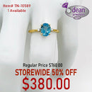 14k Solid Yellow Gold 1 Topaz/ 2 Diamond Ring TN-10589