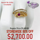 14 Solid Yellow Gold 1 Ruby/ 10 Diamond Ring TN-10254