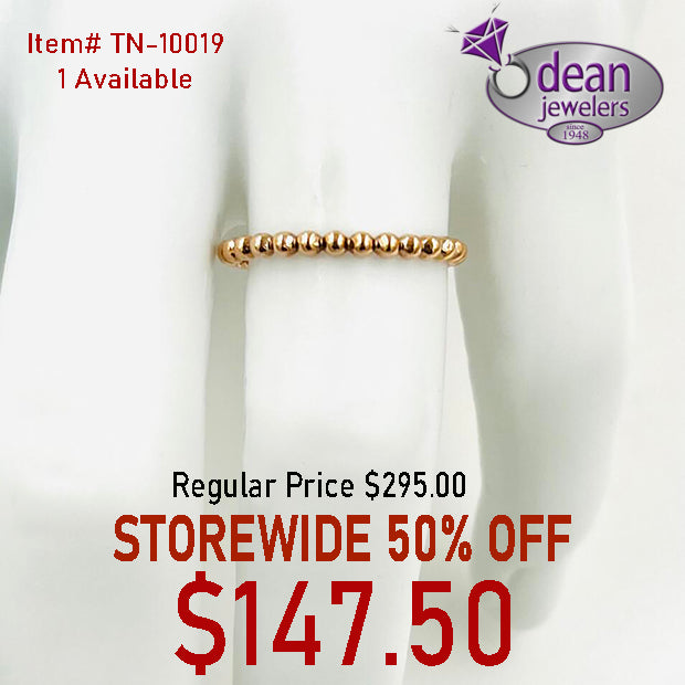 10K Solid Yellow Gold Beaded Band TN-10019