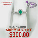 10k Solid White Gold Emerald and Diamond Ring TN-10101