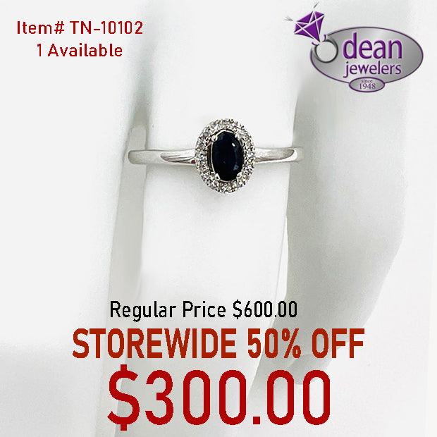10k Solid White Gold Sapphire and Diamond Ring TN-10102