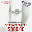 10k Solid White Gold Aqua and Diamond Ring TN-10107