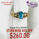10k Solid Yellow Gold Blue Topaz Ring TN-10127