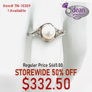 10k Solid White Gold Pearl and Diamond Ring TN-10309