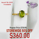 14k Solid Yellow Gold Peridot and Diamond Ring TN-10591