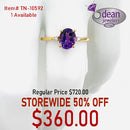 14k Solid Yellow Gold Amethyst and Diamond Ring TN-10592