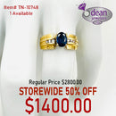 14k Solid Yellow Gold Sapphire and Diamond Ring TN-10748