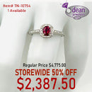 14k Solid White Gold Ruby and Diamond Ring TN-10754