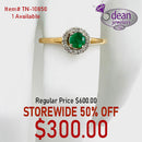 10k Solid Yellow Gold Emerald and Diamond Ring TN- 10850