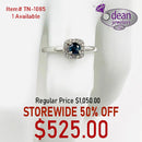 10k Solid White Gold Ceylon Sapphire and Diamond Ring TN-1085