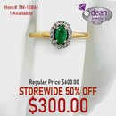 10k Solid Yellow Gold Emerald and Diamond Ring TN-10861