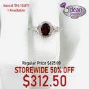 10k Solid White Gold Garnet and Diamond Ring TN-10871