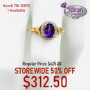10k Solid Yellow Gold Amethyst and Diamond Ring TN-10875