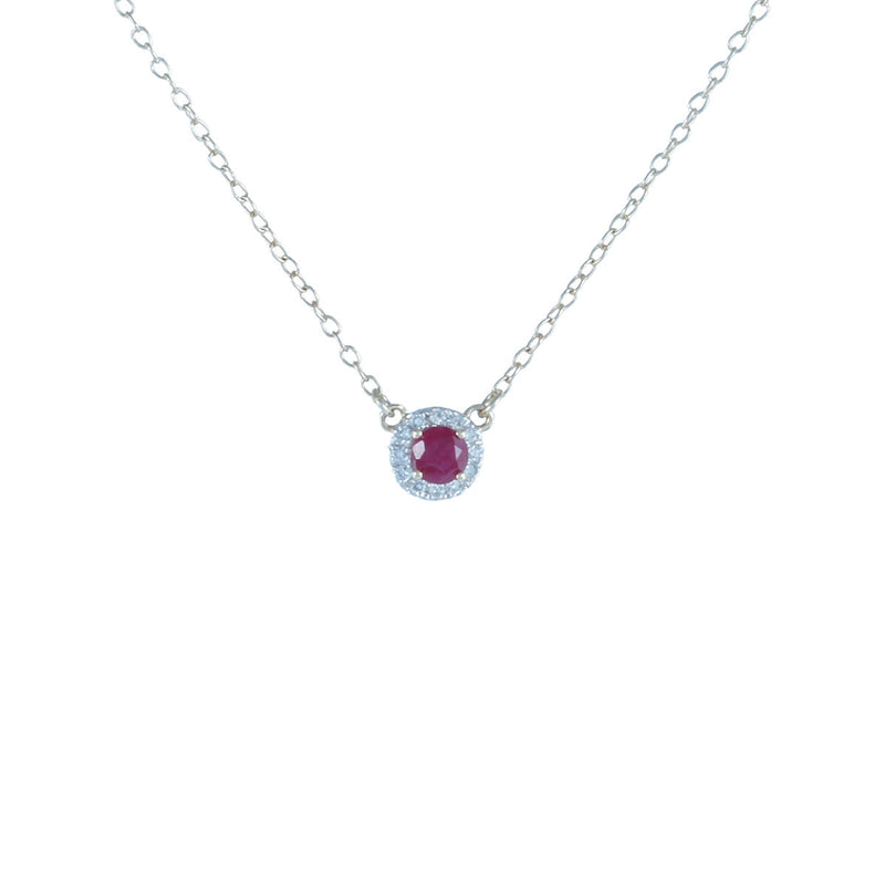 Solid 10K Yellow Gold Fancy Ruby and Diamond Necklace TN10058