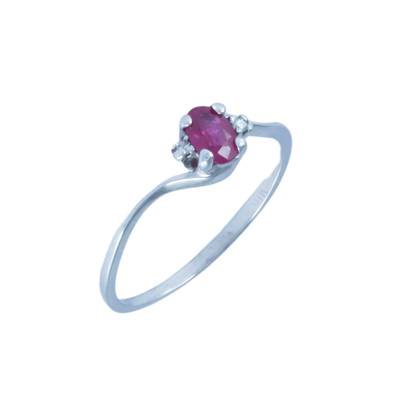 Solid 10K White Gold Fancy Ruby and Diamond Ring  TN10128
