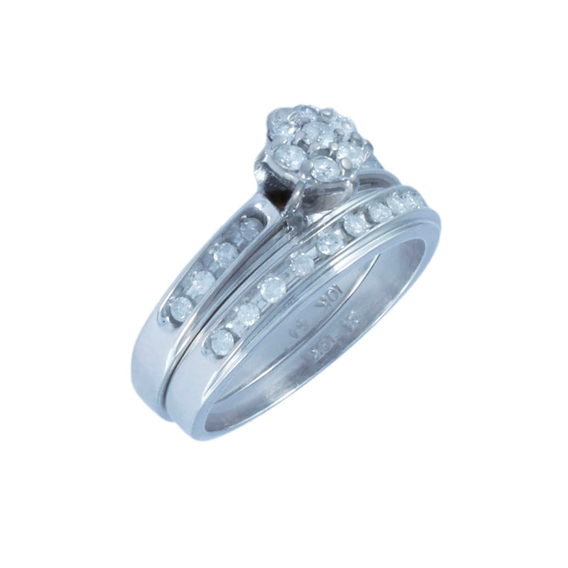 Solid 10K White Gold Fancy Diamond Ring Set TN10132