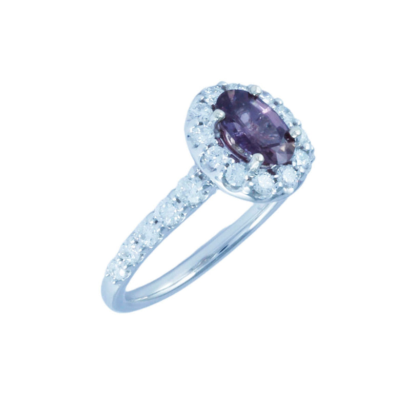 Solid 14K White Gold Fancy Purple Sapphire and Diamond Ring TN10756