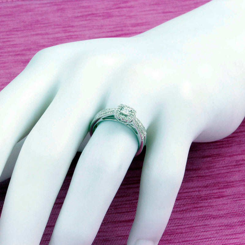 Solid 10K White Gold Fancy Diamond Ring TN10039