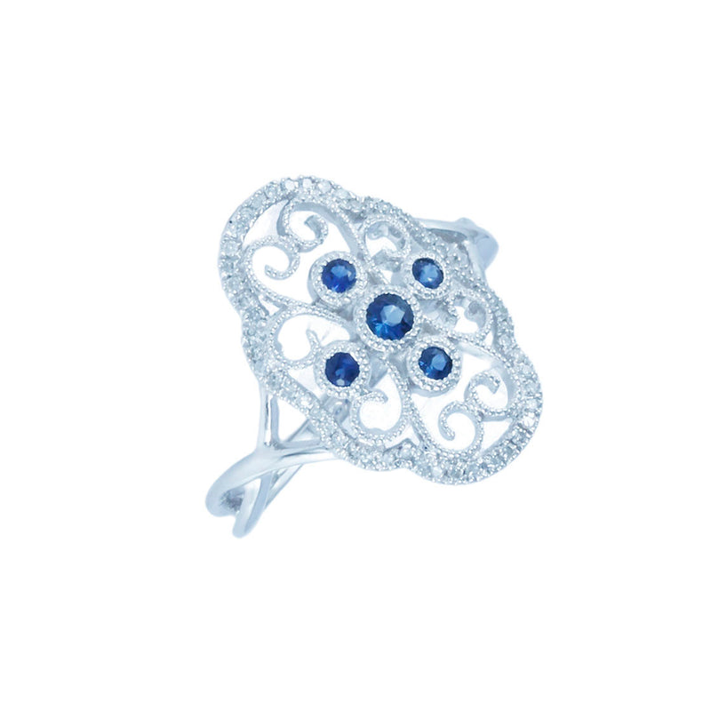 Solid 10K White Gold Fancy Sapphire Ring TN10044
