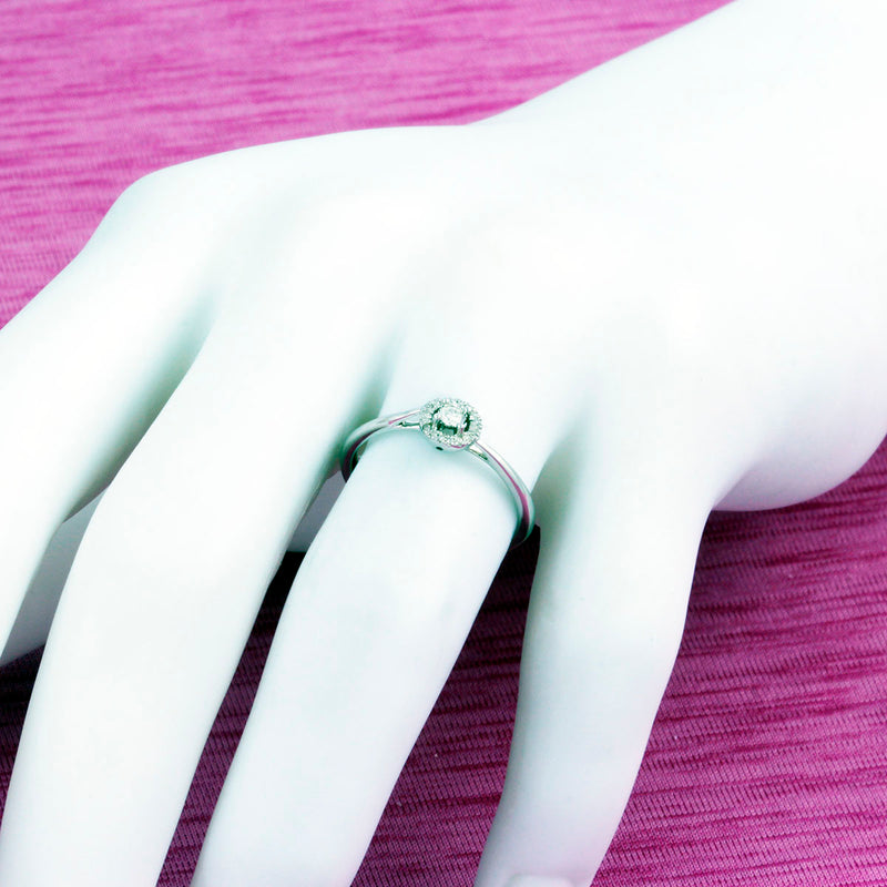 Solid 10K White Gold Genuine Diamond Promise Ring or Mini Engagement Ring TN10048
