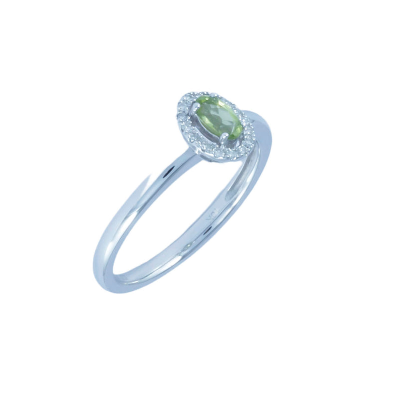 Solid 10K White Gold Fancy Peridot and Diamond Ring  TN10104