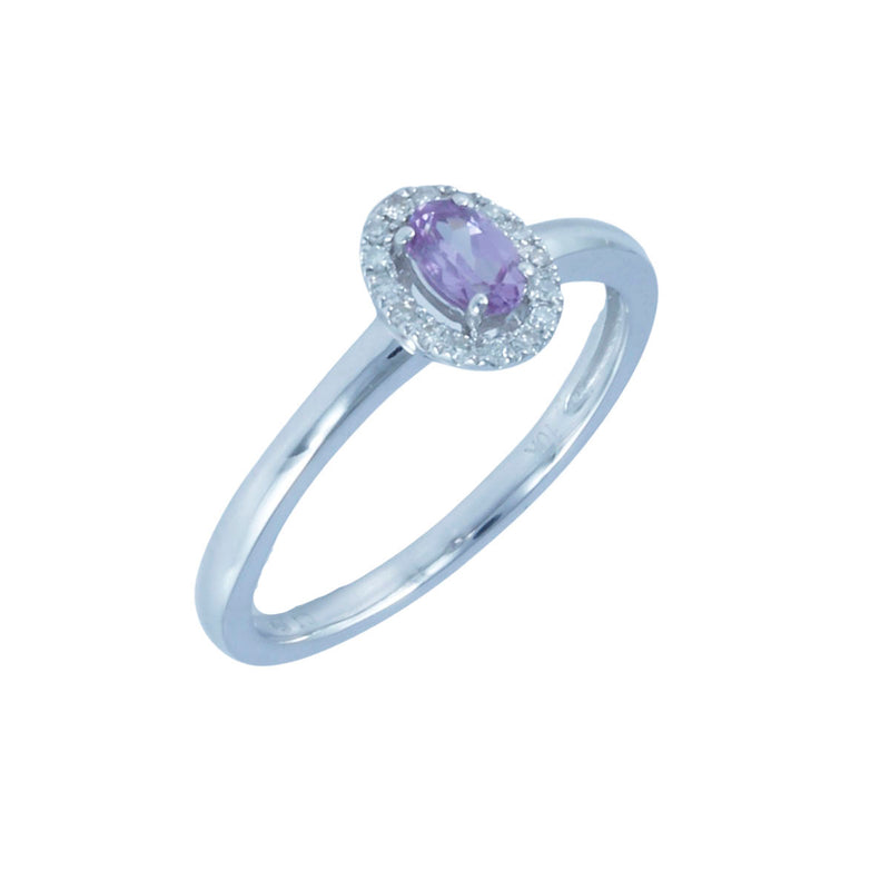 Solid 10K White Gold Fancy Alexandrite and Diamond Ring TN10105