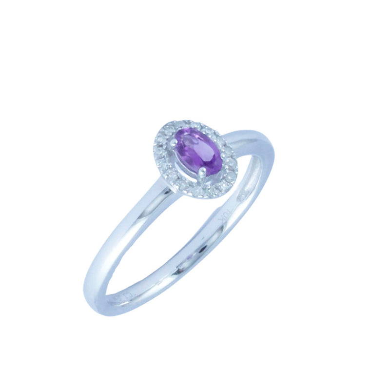 Solid 10K White Gold Fancy Amethyst and Diamond Ring TN10109