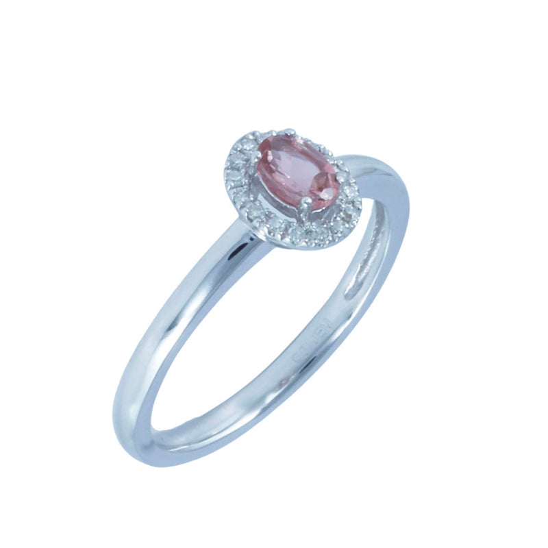 Solid 10K White Gold Fancy Pink Topaz and Diamond Ring TN10112