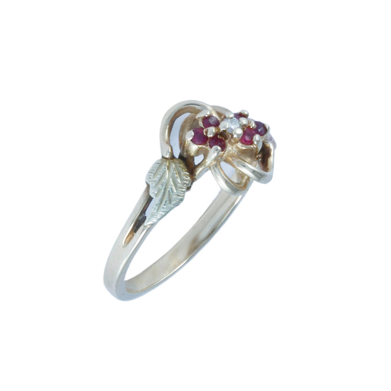 Solid 10K Yellow Gold Fancy Ruby and Diamond Ring  TN10126