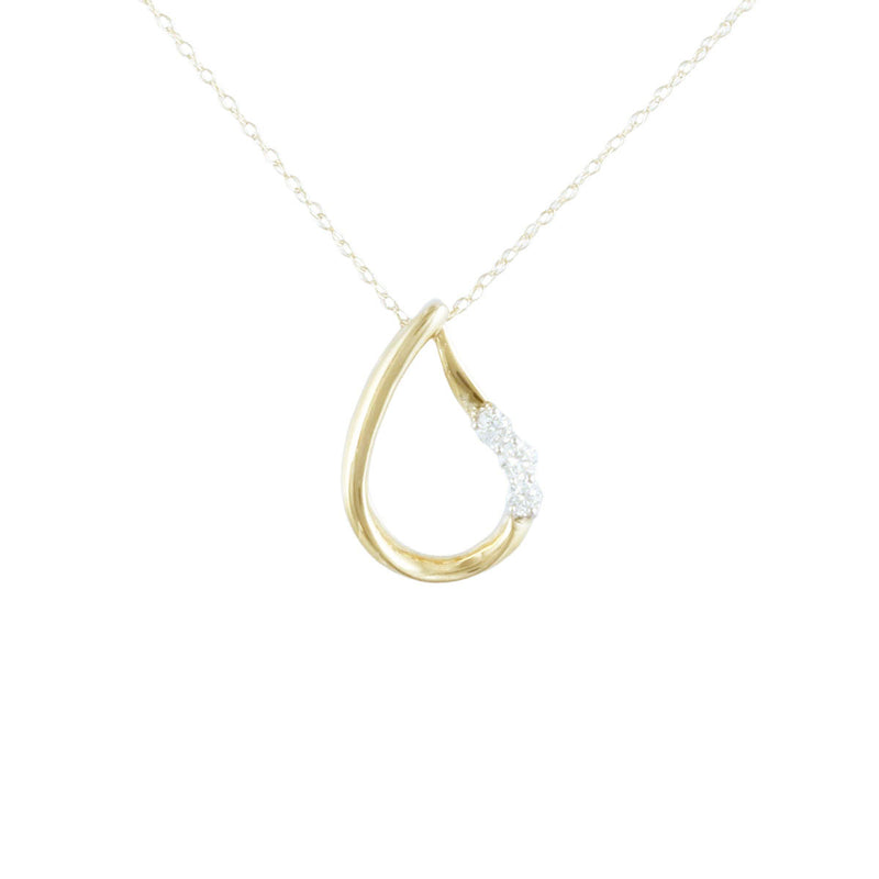 Solid 10K Yellow Gold Fancy Diamond Necklace TN10136