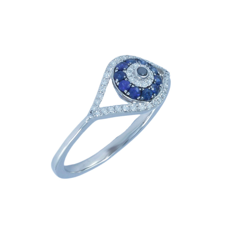 Solid 14K White Gold Fancy Sapphire and Diamond Ring TN10153