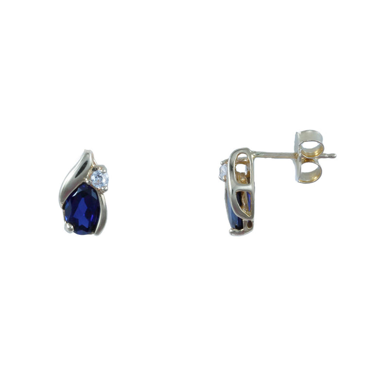 Solid 10K Yellow Gold Fancy Sapphire and Diamond Earrings TN10181