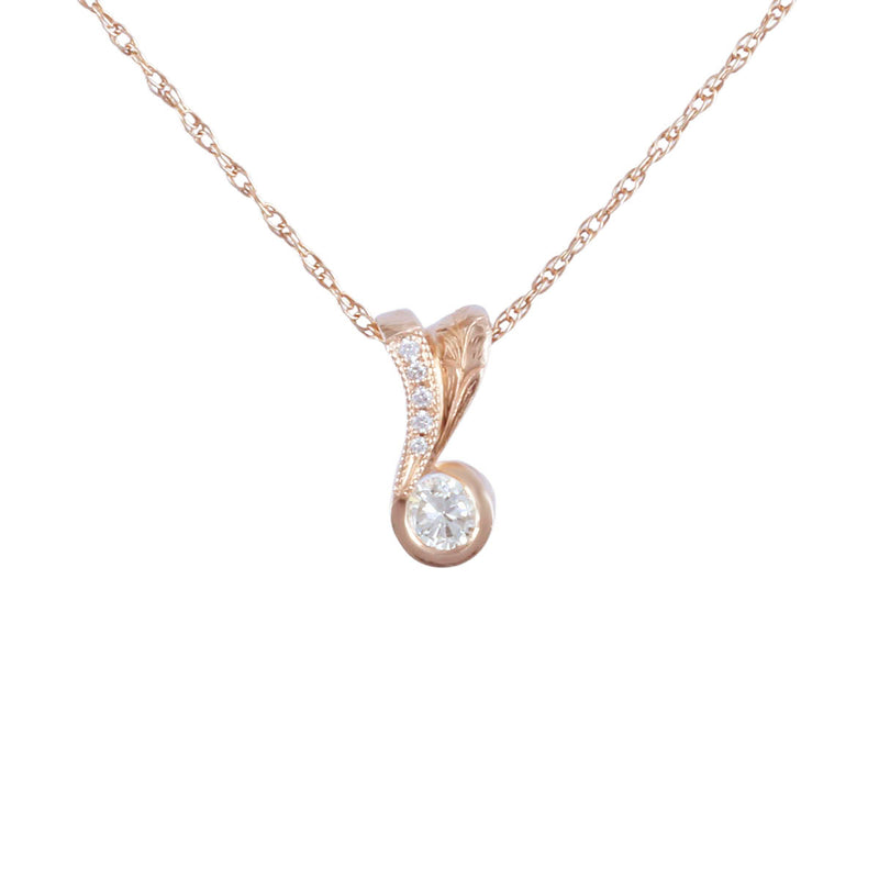 Solid 14K Rose Gold Fancy Diamond Necklace TN10225