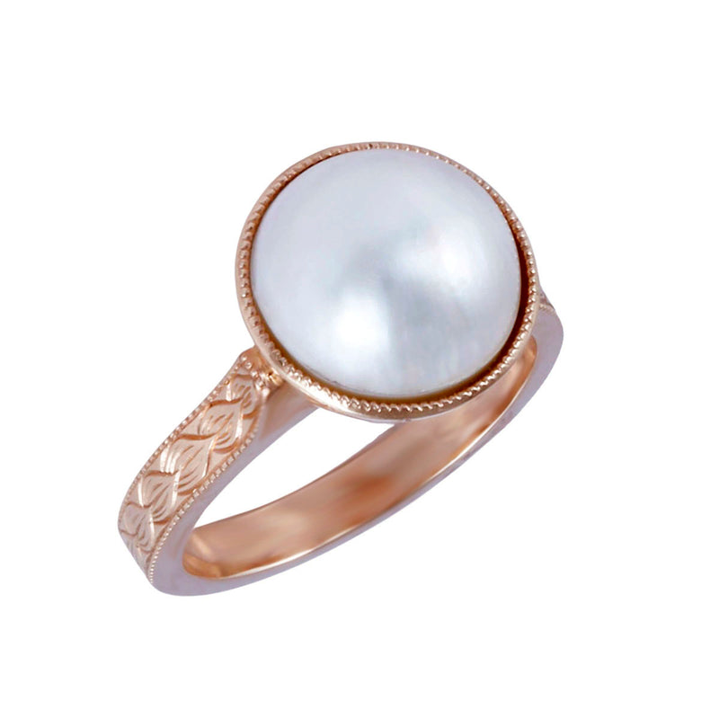 Solid 14K Rose Gold Fancy Mabe' Pearl Ring TN10238