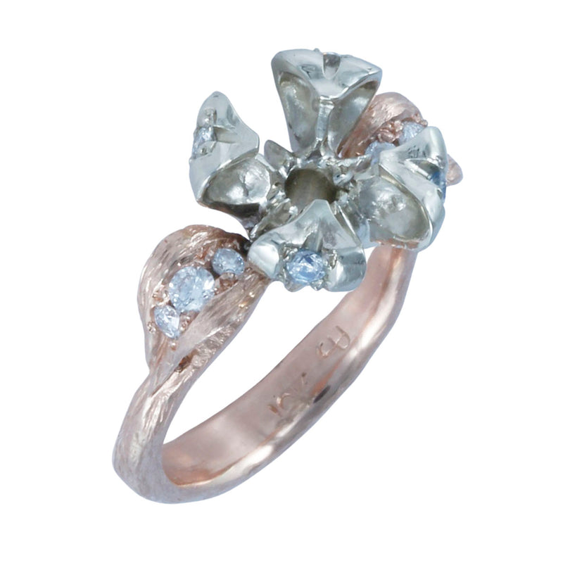 Solid 14K White and Rose Gold "PRIMROSE WILLOW" Fancy LAB BORN Diamond Ring Mounting Only No Center Stone TN10253