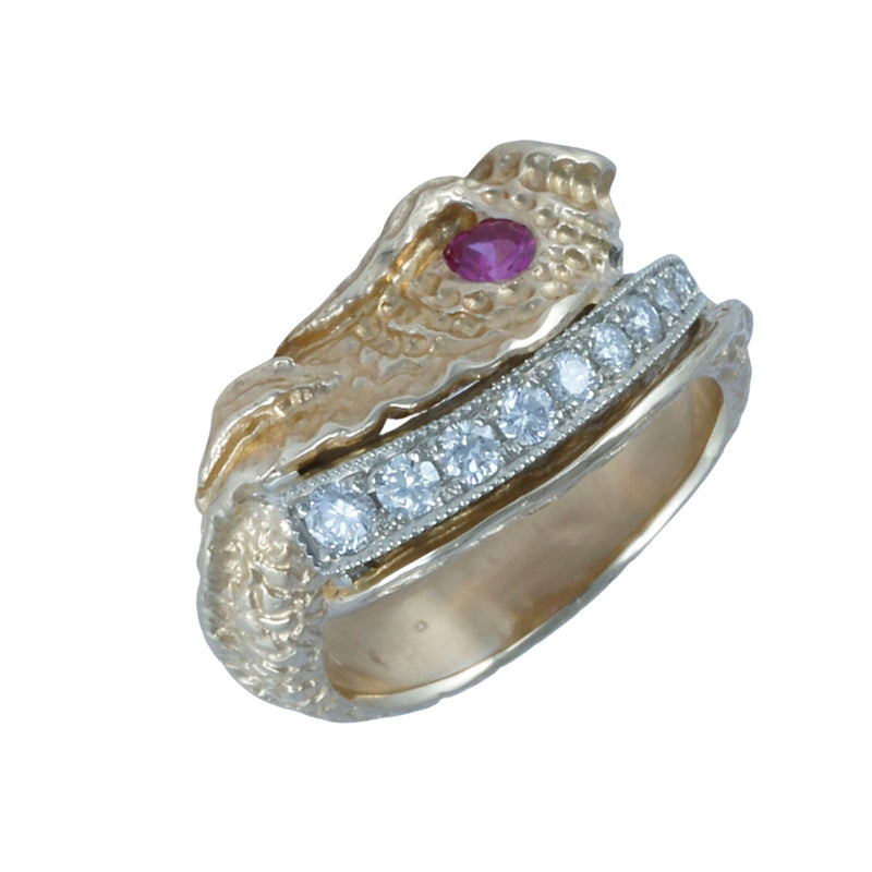 Solid 14K Yellow Gold Fancy Ruby and Diamond Ring TN10254