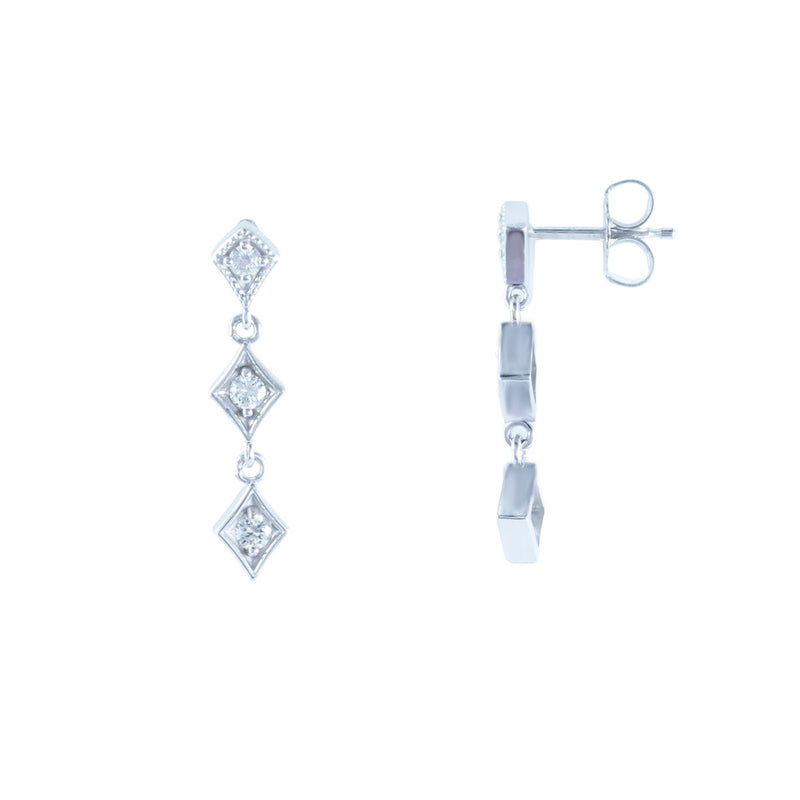 Solid 14K White Gold Fancy Diamond Earrings TN10305
