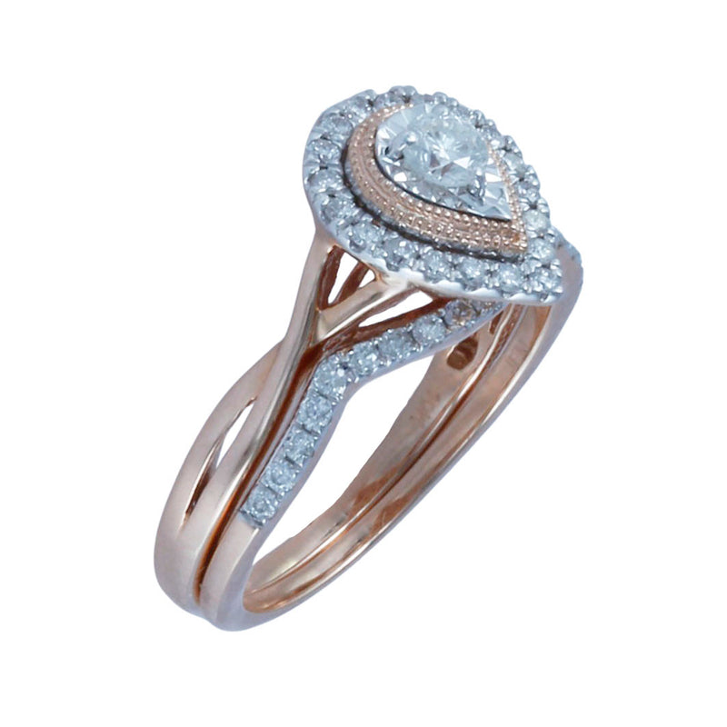 Solid 10K Rose Gold Fancy Diamond Ring TN10559