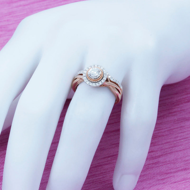 Solid 10K Rose Gold Fancy Diamond Ring TN10563